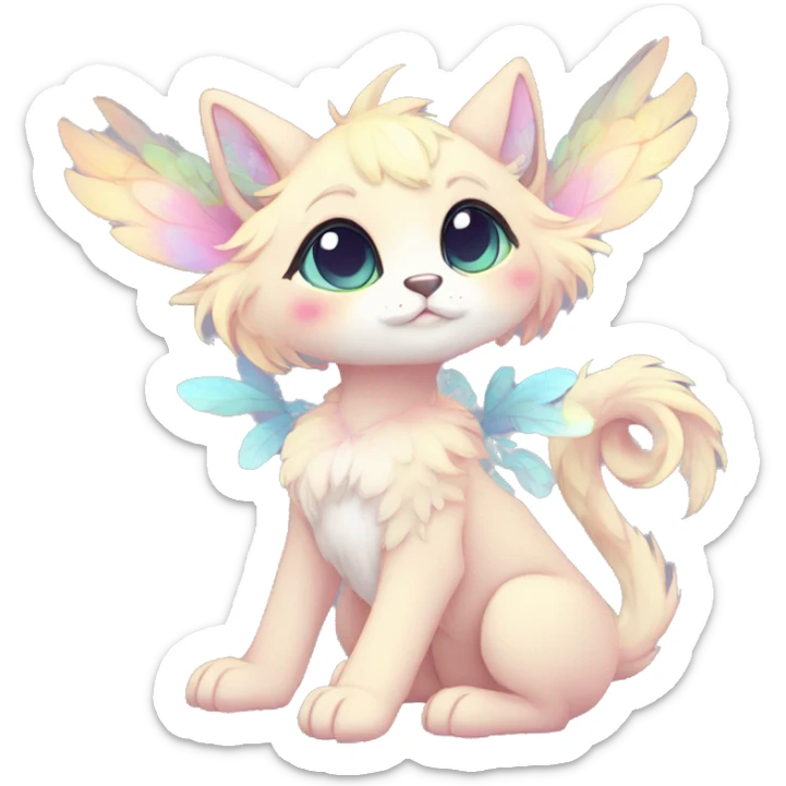 Full body Kawaii bright fantasy ethereal anthro fursona animal sticker