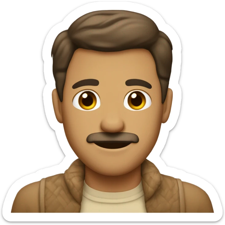 hombre con sueter beige un poco moreno y pelo cafe, sin bigote con ojos cafe oscuro sticker