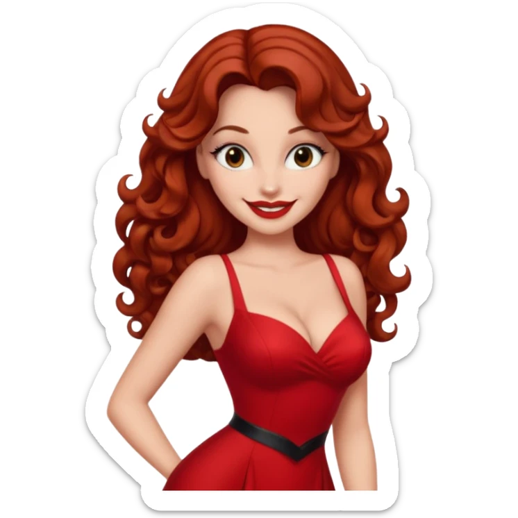 Jessica rabbit, but with Brown hair . Hair is curly, brown and long  sticker