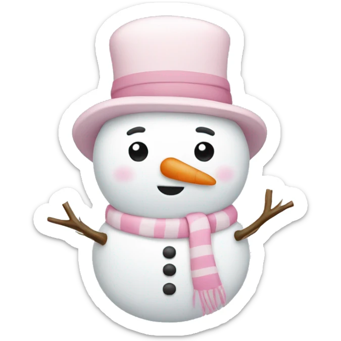 Cute white and light pink snowman sticker