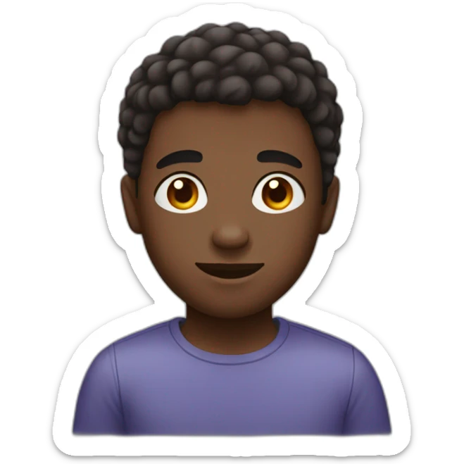young man with a round face of dark skin color with short hair and a mole on his nose sticker