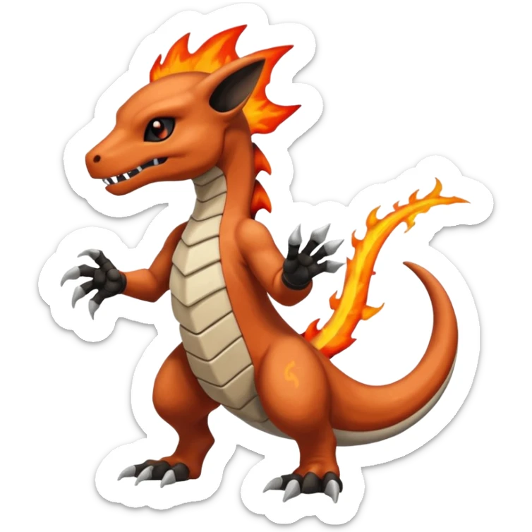 Black and magmatic Marowak-Cubone-Salandit-Charmeleon-fusion (full body) sticker