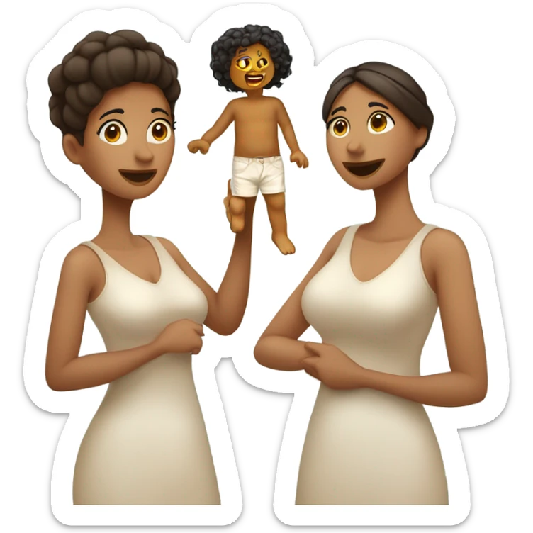 Madre y hija morenas sticker