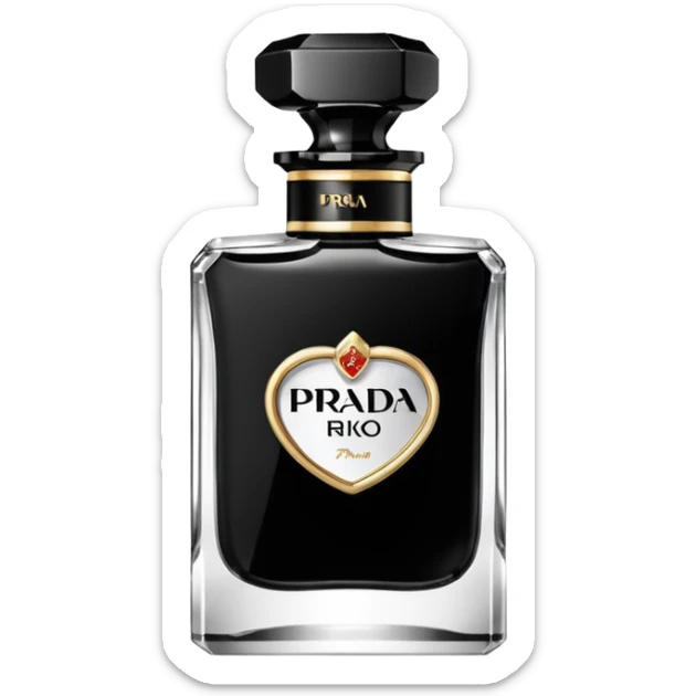 Realistic detailed "prada" brand black luxury perfume bottle with the name Riko on the front sticker