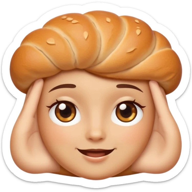 Sexy Bread emoji avatar, cute and minimalistic style, warm eyes and gentle smile, flat design, soft shapes, clean modern look, highly recognizable at small sizes, centered composition, transparent or solid background, app icon quality. sticker