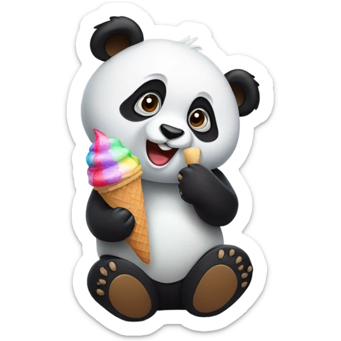 Panda eating ice cream sticker