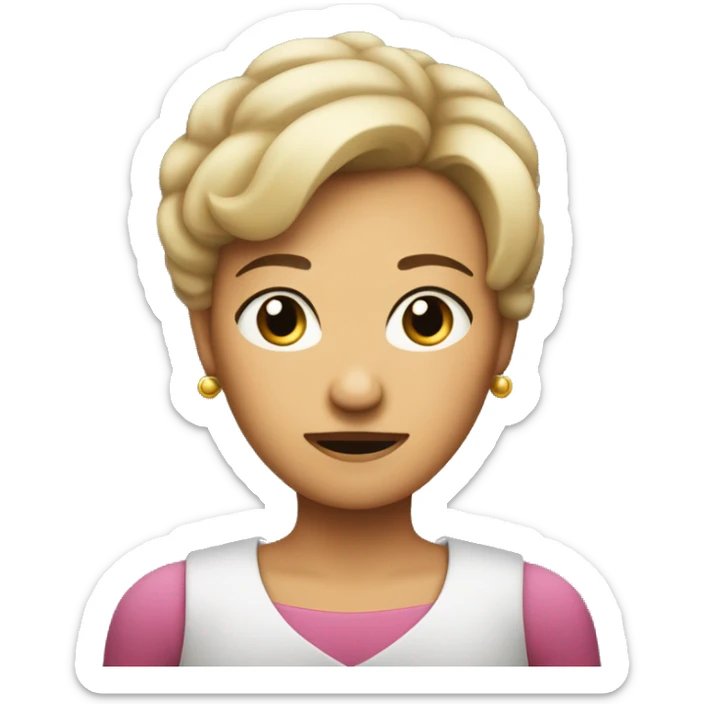 Middle-aged woman with a short ‘Karen’ hairstyle, arms crossed, with an annoyed expression on her face. sticker