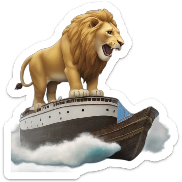 Un lièvre sur un mouton  un lion sur un éléphant sur un Titanic sur un mégalodon sticker