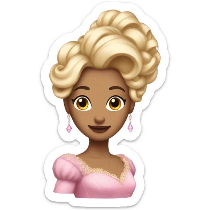 Princess with pink ballgown and light skin and big blonde hair updo pretty detailed realistic  sticker