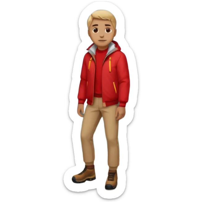 apple style emoji of a man on top of a mountain, mountain clearly under his feet, no background sticker