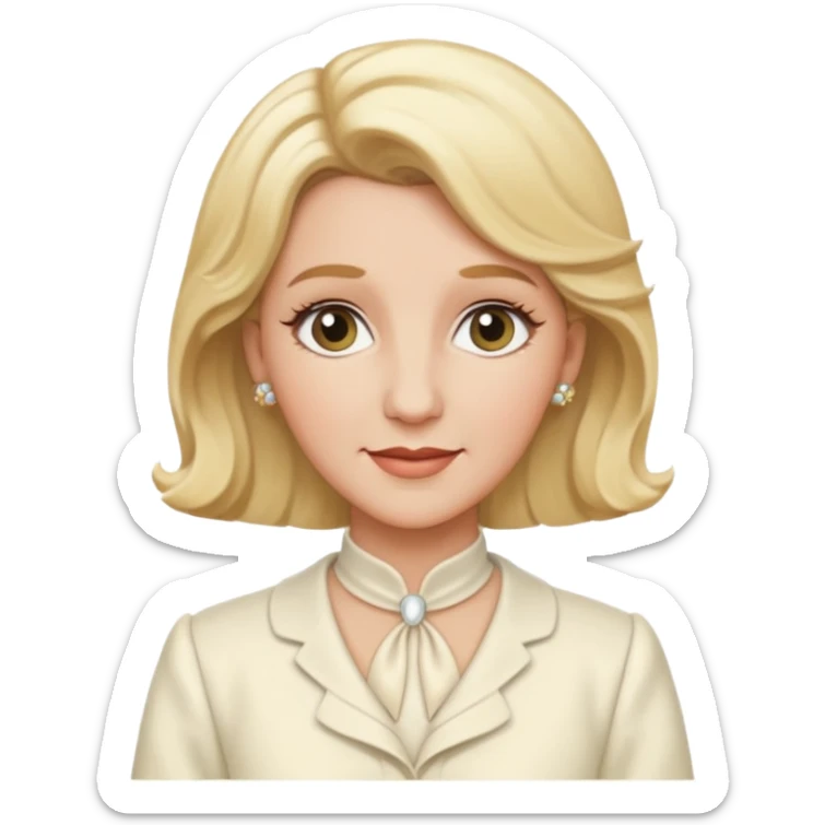 Patty Andrews from The Andrews Sisters with blonde hair, ivory outfit sticker