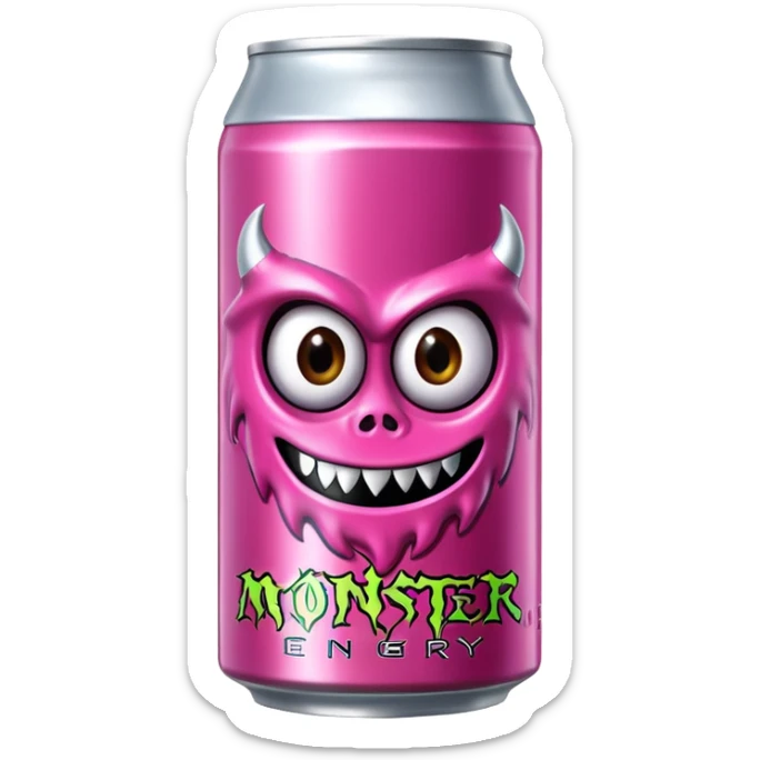 Pink monster energy drink with the logo of original monster company energy drink do not add the face in it just normal monster can  sticker