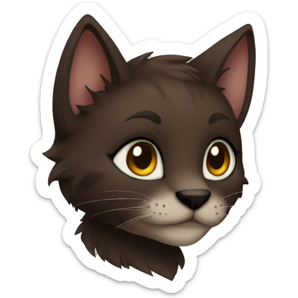Anthro Shy Cute Cool Edgy Pretty Dark Brown Furry Feline Animal Anthro Sona sticker