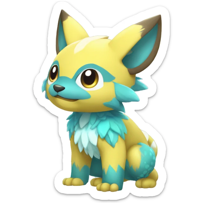 Cute cool shiny colorful animal hybrid Fakemon full body sticker