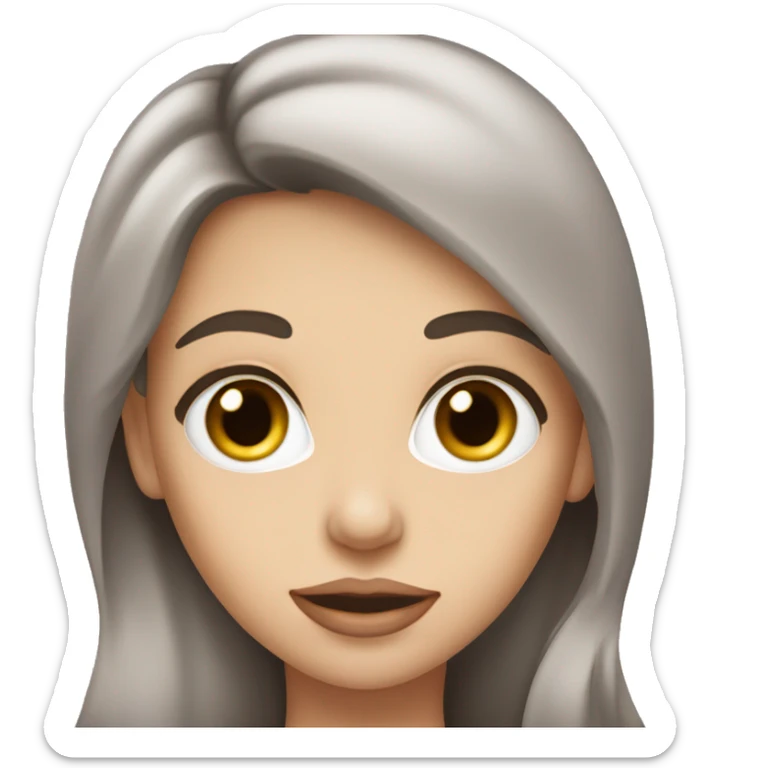 A girl with fair skin, grey eyes, plump lips and very long brown hair  sticker