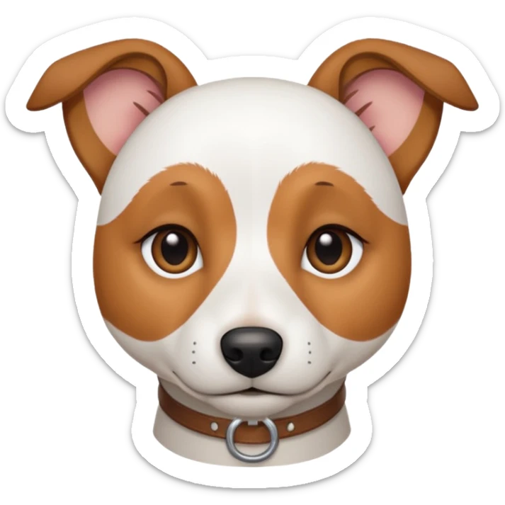 a fully white jack russell the size of a kelpie with light brown ears and a light brown patch on one eye sticker