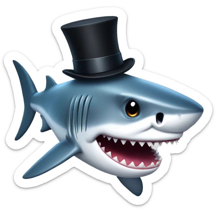 Shark with a top hat sticker