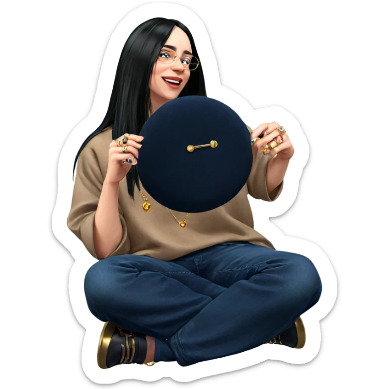 girl sitting with jewelry sticker