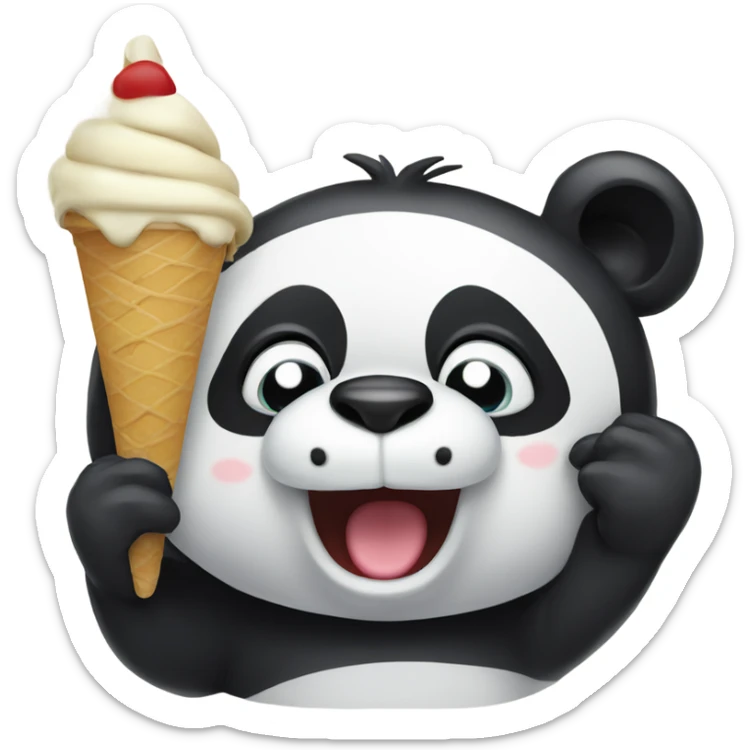 Panda eating ice cream sticker