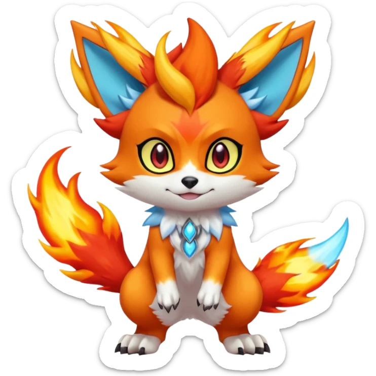 Torracat-Amaura-Fennekin-Fakémon-Digimon-fusion (full body) sticker