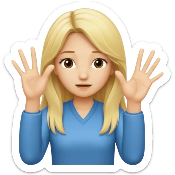 blonde cartoon girl long hair making time out gesture hands making "t" sign sticker