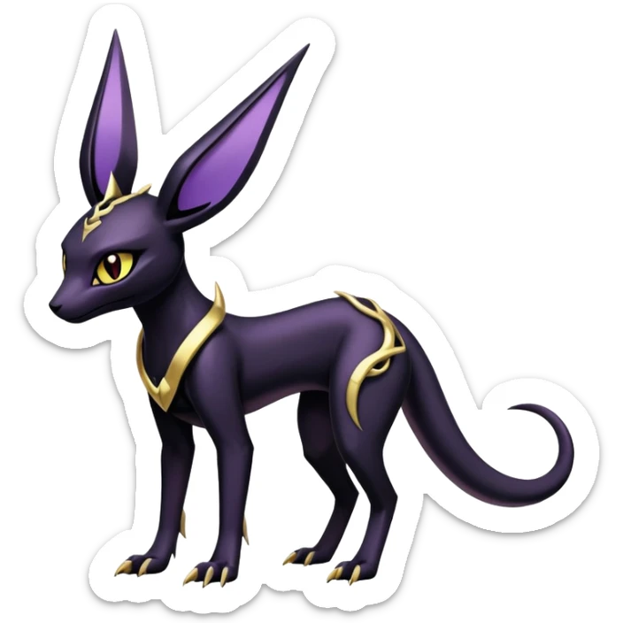 Shiny Dark Edgy Gothic Gloomy Futuristic Salandit-Umbreon-Espeon-Anubis-Hybrid (Full body) sticker