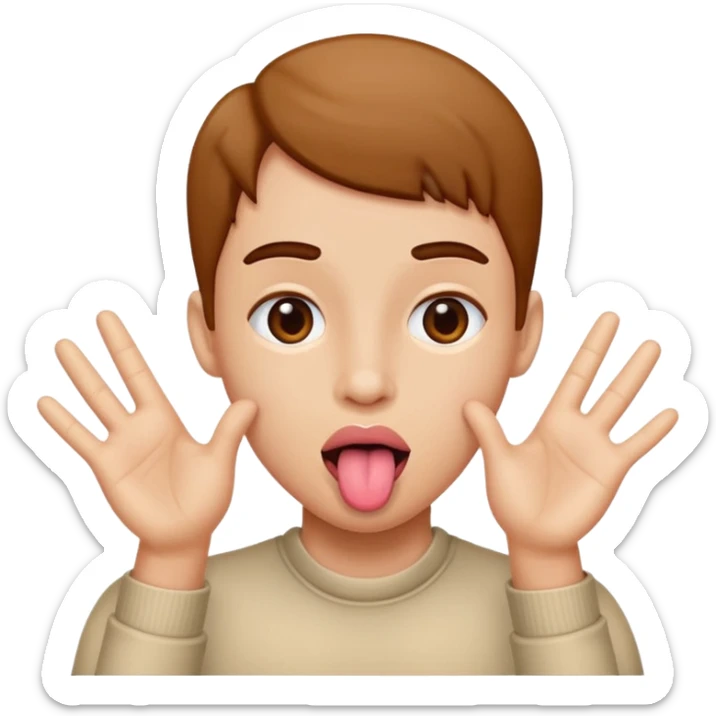tongue out hands to the side sticker