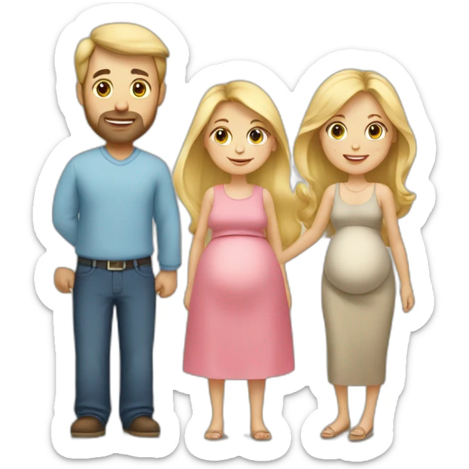 Family;blonde-haired-pregnant-mother, blonde-haired-toddler, dark-haired-dad sticker