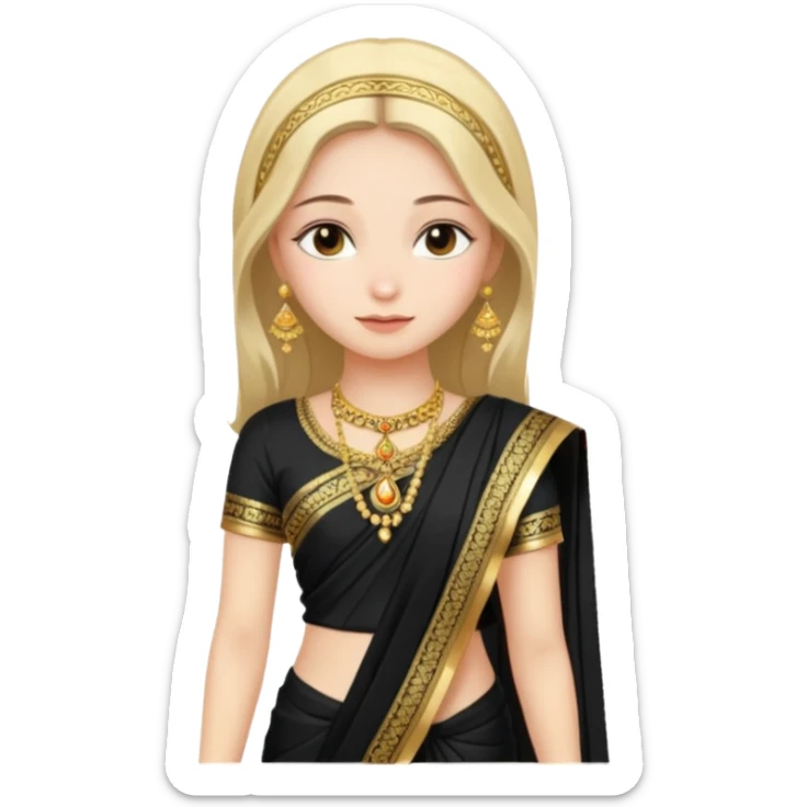 Russian girl in Indian blacksaree show full image from head to leg sticker