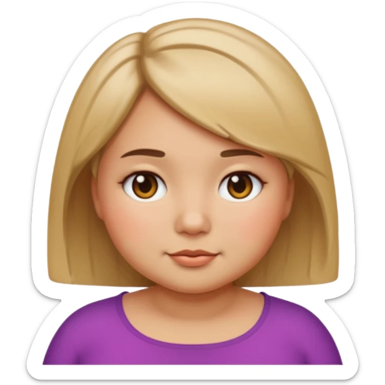 create a girl emoji with shoulder length short hair, chubby cheeks, straight hair and tan skin sticker