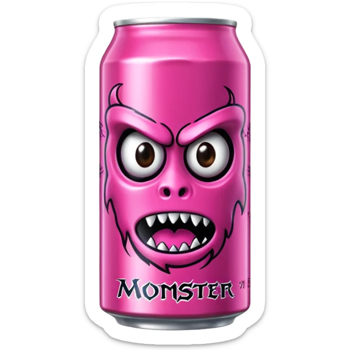Pink monster energy drink with the logo of original monster company energy drink do not add the face in it just normal monster can  sticker