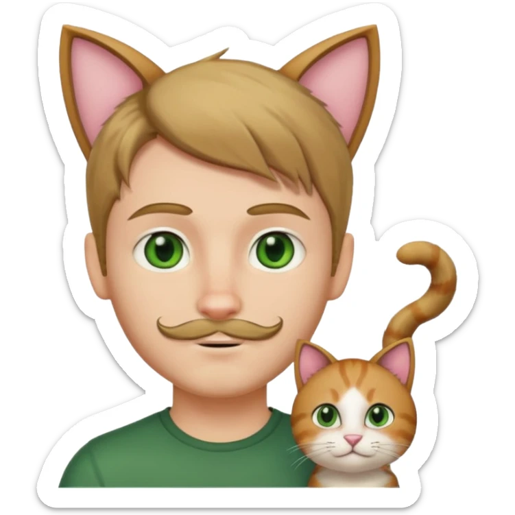 white boy with cat tail with little facial hair and cat ears sticker