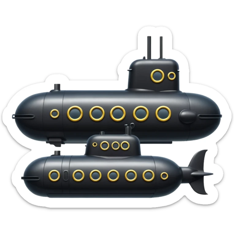 can you generate an emoji of a small black submarine with only two portholes? sticker