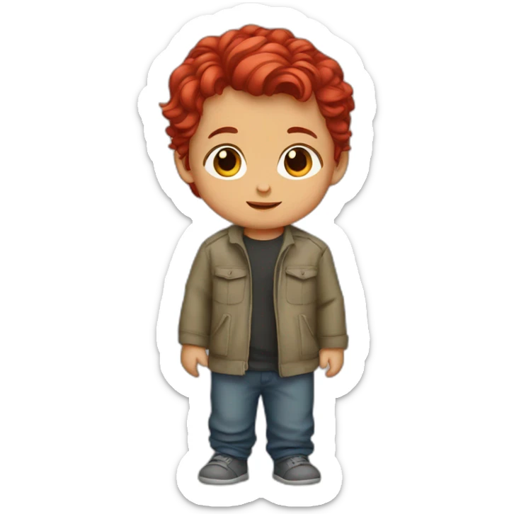 Afghan baby boy with red hair, red eyes, red shirt  sticker