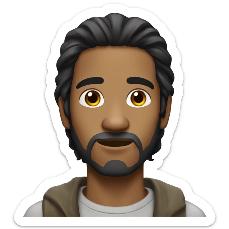 Homeless man with long straight black hair and tan skin sticker