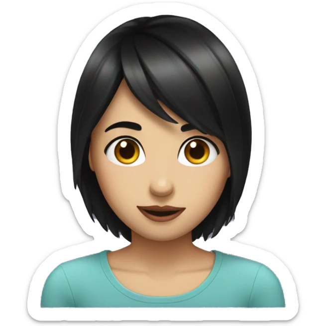 Girl with black hair kissing guy with b hair  sticker