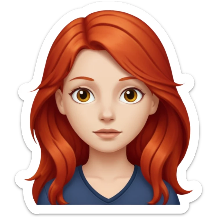 white girl with long red hair sticker