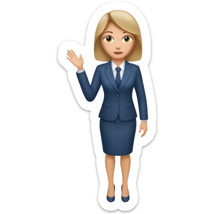 business woman with characters in her forties in full suit dark blond hair standing sticker