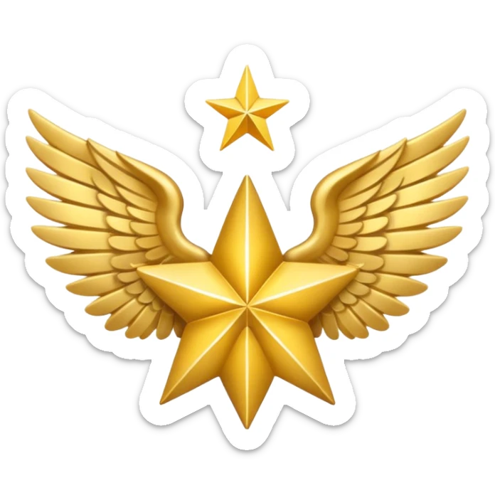 An image with wings on a star based on the star and wings of the basic emoji of the iPhone. sticker