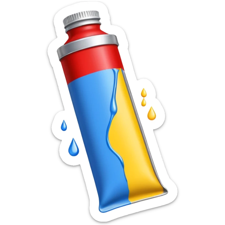 tube of paint with drops of color sticker