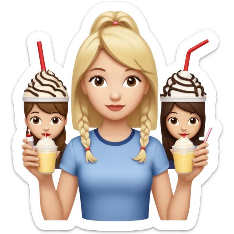 girl with blonde hair, girl with brown hair, girl with dark brown hair at Chick-fil-A  sticker