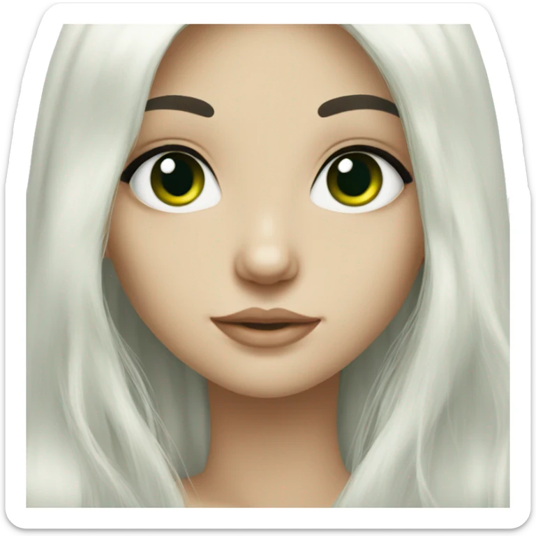 green-eyed black-haired white-skin long-hair girl sticker