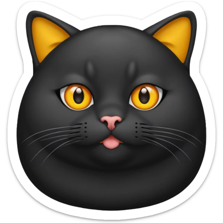 Un gato negro gordito con los ojos de color amarillos sentado sticker