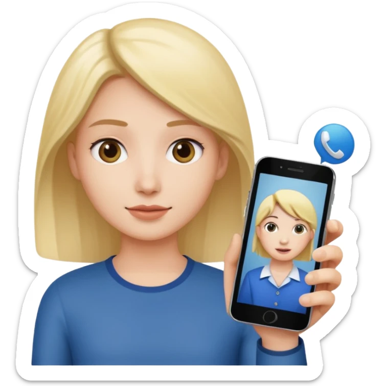 pink video call between one person holding the phone with a person on the phone screen sticker