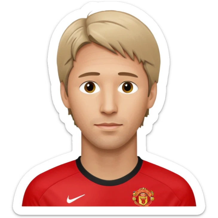 Van der Sar legendary Dutch goalkeeper wearing Manchester United football shirt simple facial features no text no background sticker