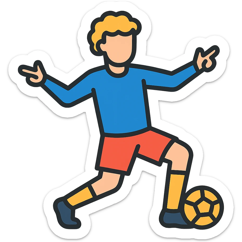 Griezmann goal celebration, football player, iconic dance pose, wearing football jersey, modern vector style sticker