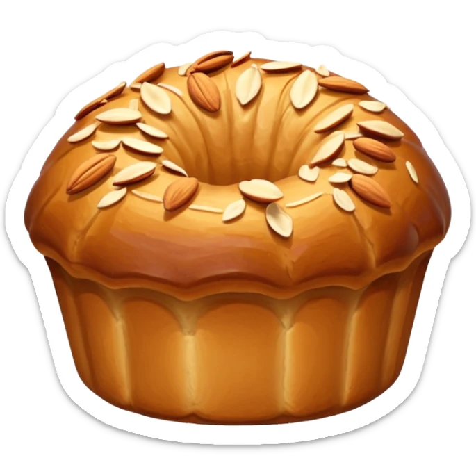 Alsacian kougelhopf with almonds on the top. The base is a bit larger than the top part sticker