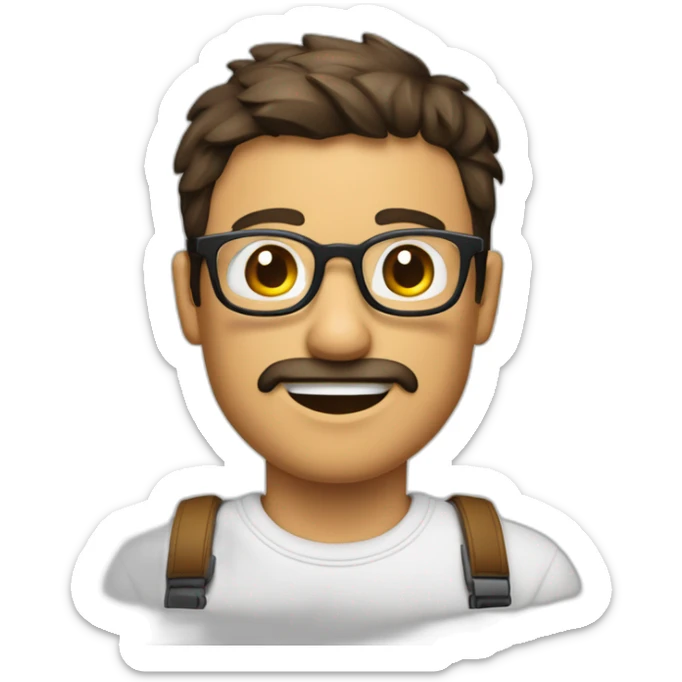 Homme brun raser sur les coter avec des lunette ronde fine sticker