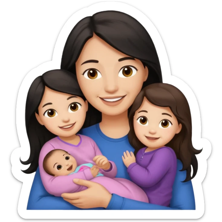 Mom and dad and baby girl brown dad light skinned mom and baby women with long black hair sticker