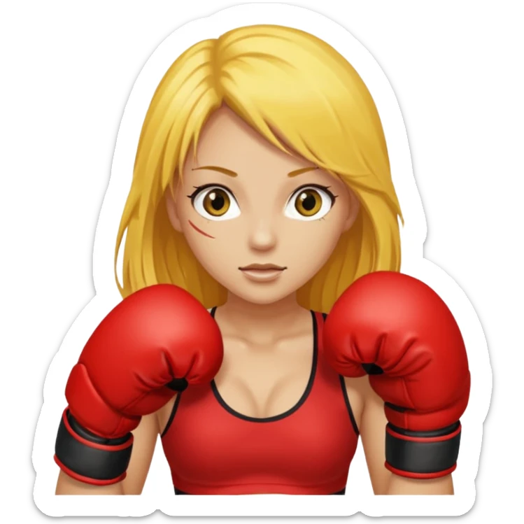 sexy girl with long yellow hair boxing sticker
